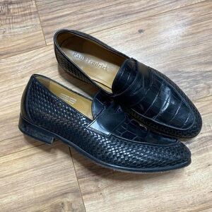 Men’s Black Paul Fredrick Cuoio Leather Dress Shoes / Loafers Made in Italy